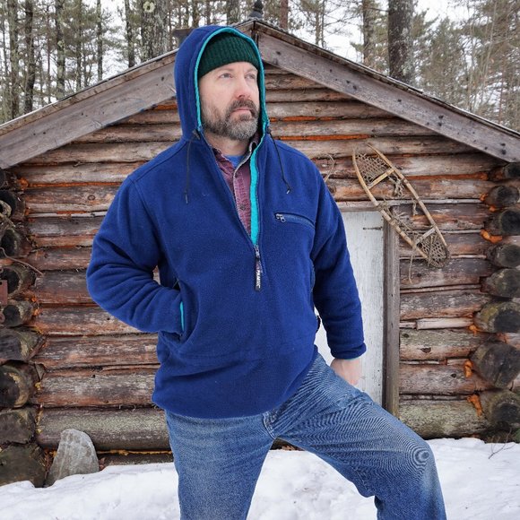 L.L. Bean Other - 90s LL Bean Soft Fleece Anorak Hooded Jacket. Made in the USA. Blue and Green. M